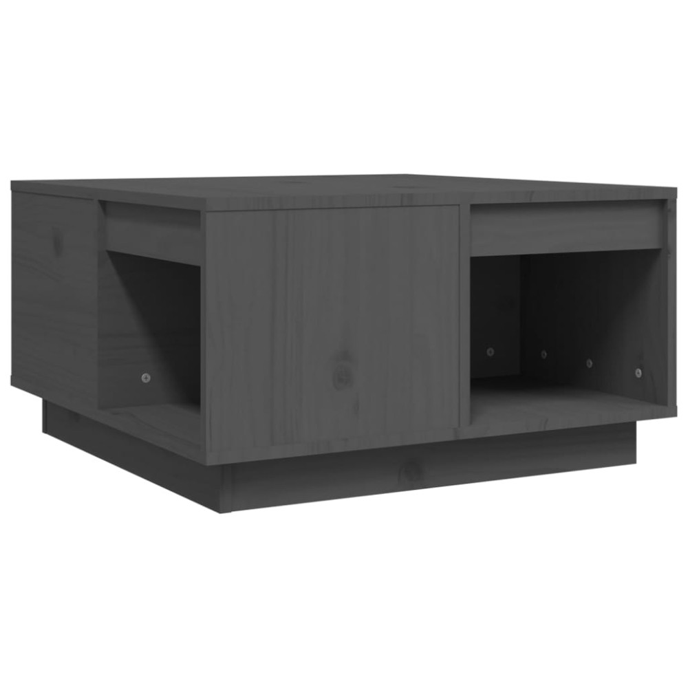 vidaXL Τραπεζάκι Σαλονιού Γκρι 60x61x32,5 εκ. από Μασίφ Ξύλο Πεύκου