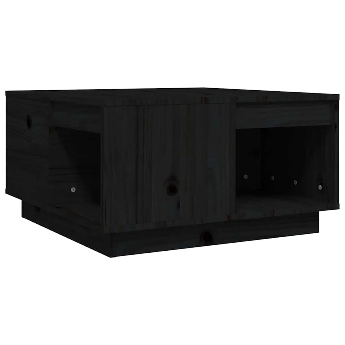 vidaXL Τραπεζάκι Σαλονιού Μαύρος 60x61x32,5 εκ. από Μασίφ Ξύλο Πεύκου