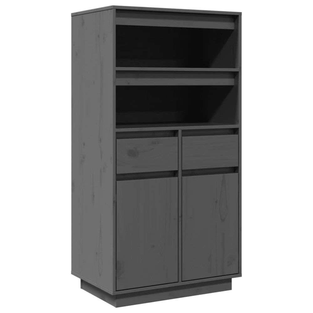 vidaXL Ντουλάπι Ψηλό Γκρι 60x40x116,5 εκ. από Μασίφ Ξύλο Πεύκου