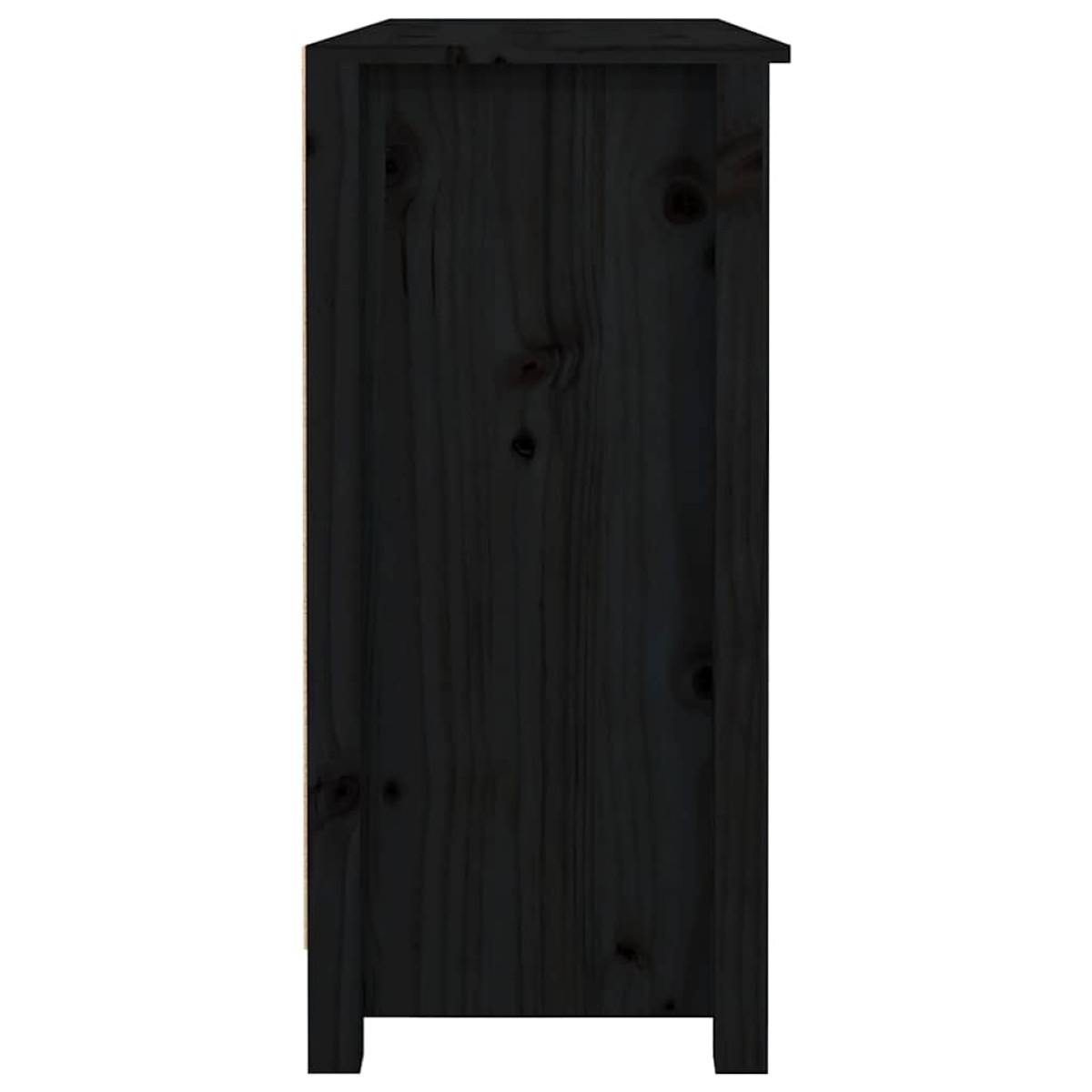 vidaXL Ντουλάπι Μαύρο 100 x 35 x 74,5 εκ. από Μασίφ Ξύλο Πεύκου