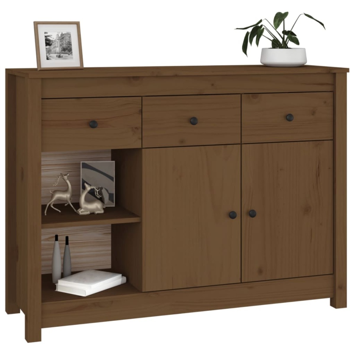 vidaXL Ντουλάπι Καφέ Μελί 100x35x74 εκ. από Μασίφ Ξύλο Πεύκου