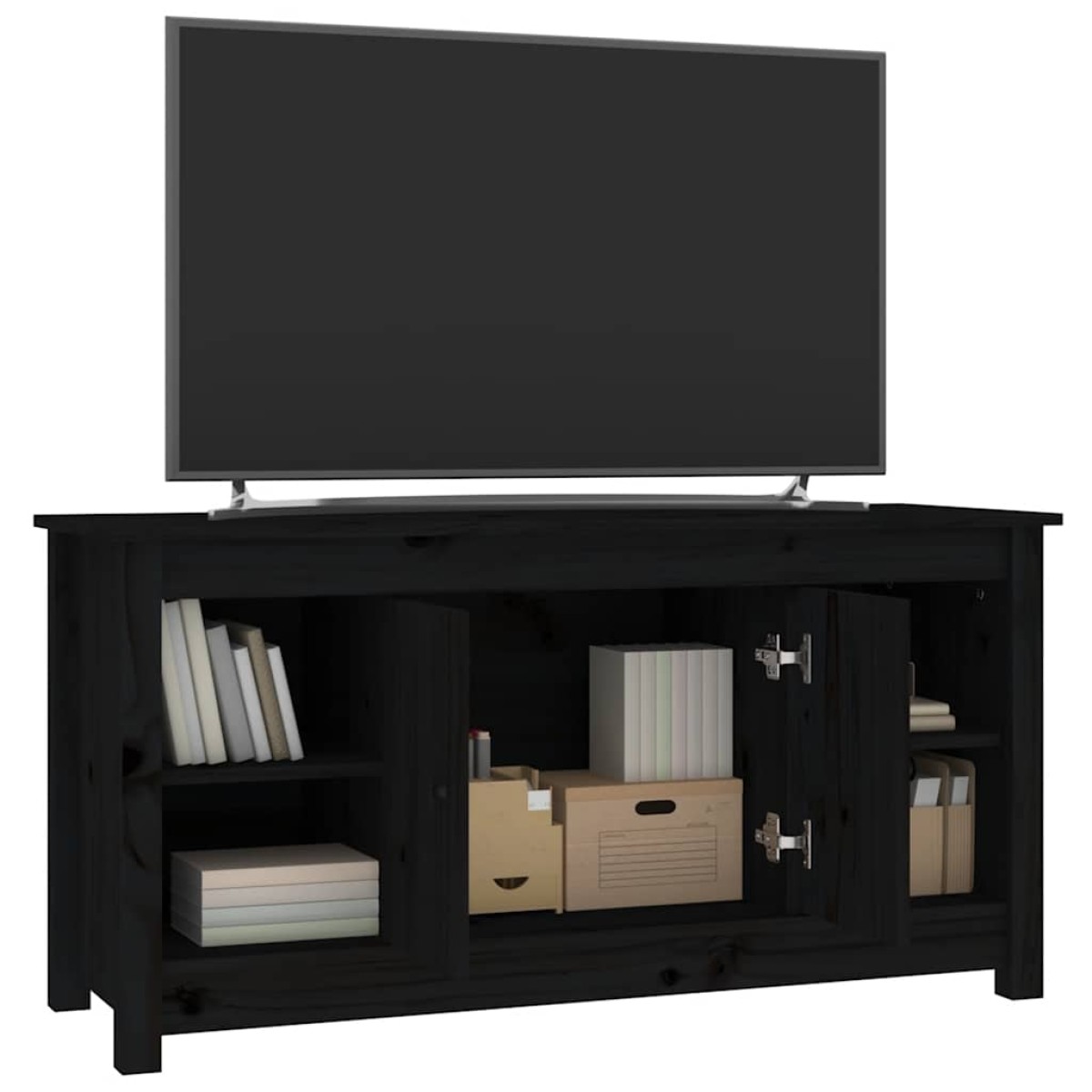 vidaXL Έπιπλο Τηλεόρασης Μαύρο 103x36,5x52 εκ. από Μασίφ Ξύλο Πεύκου