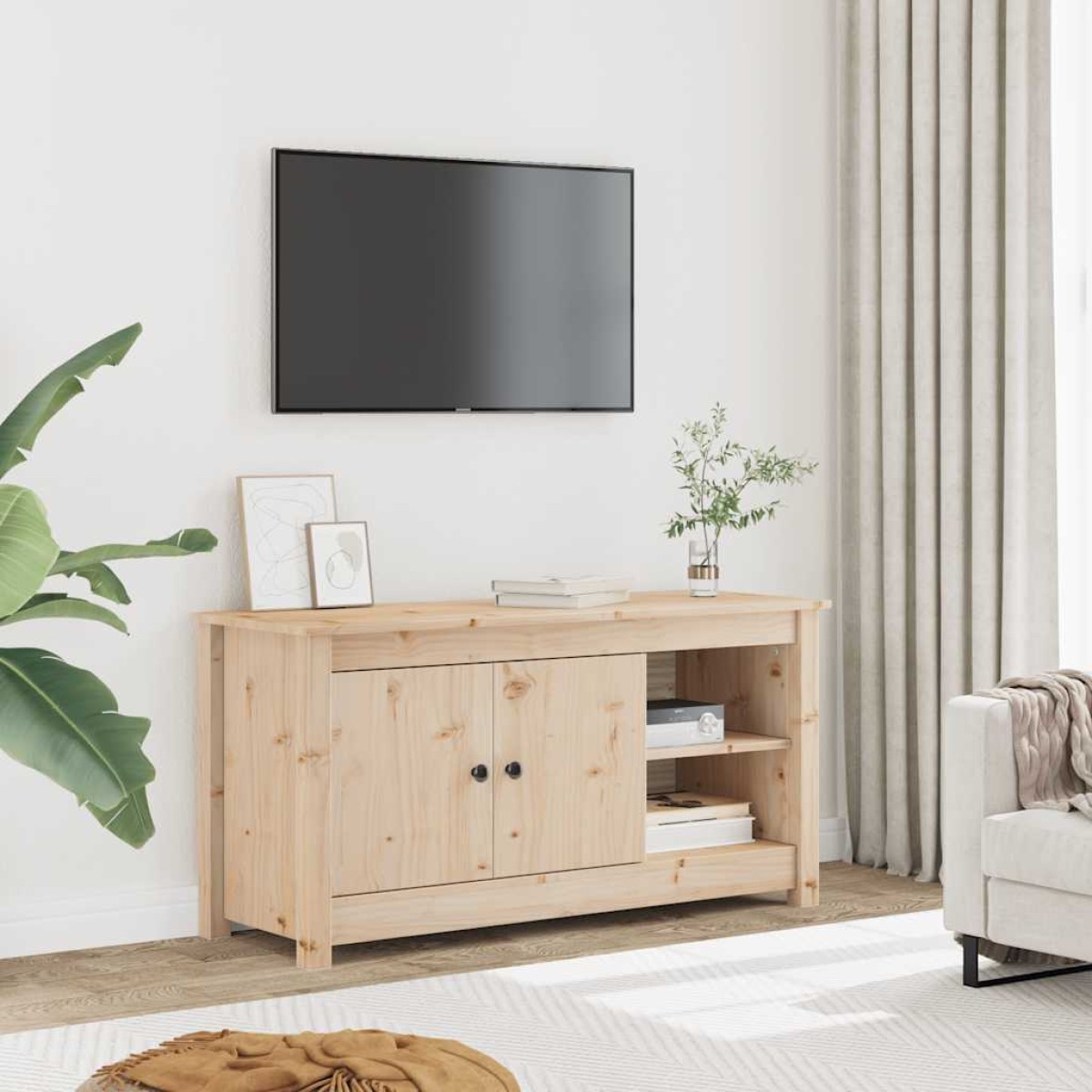 vidaXL Έπιπλο Τηλεόρασης 103 x 36,5 x 52 εκ. από Μασίφ Ξύλο Πεύκου