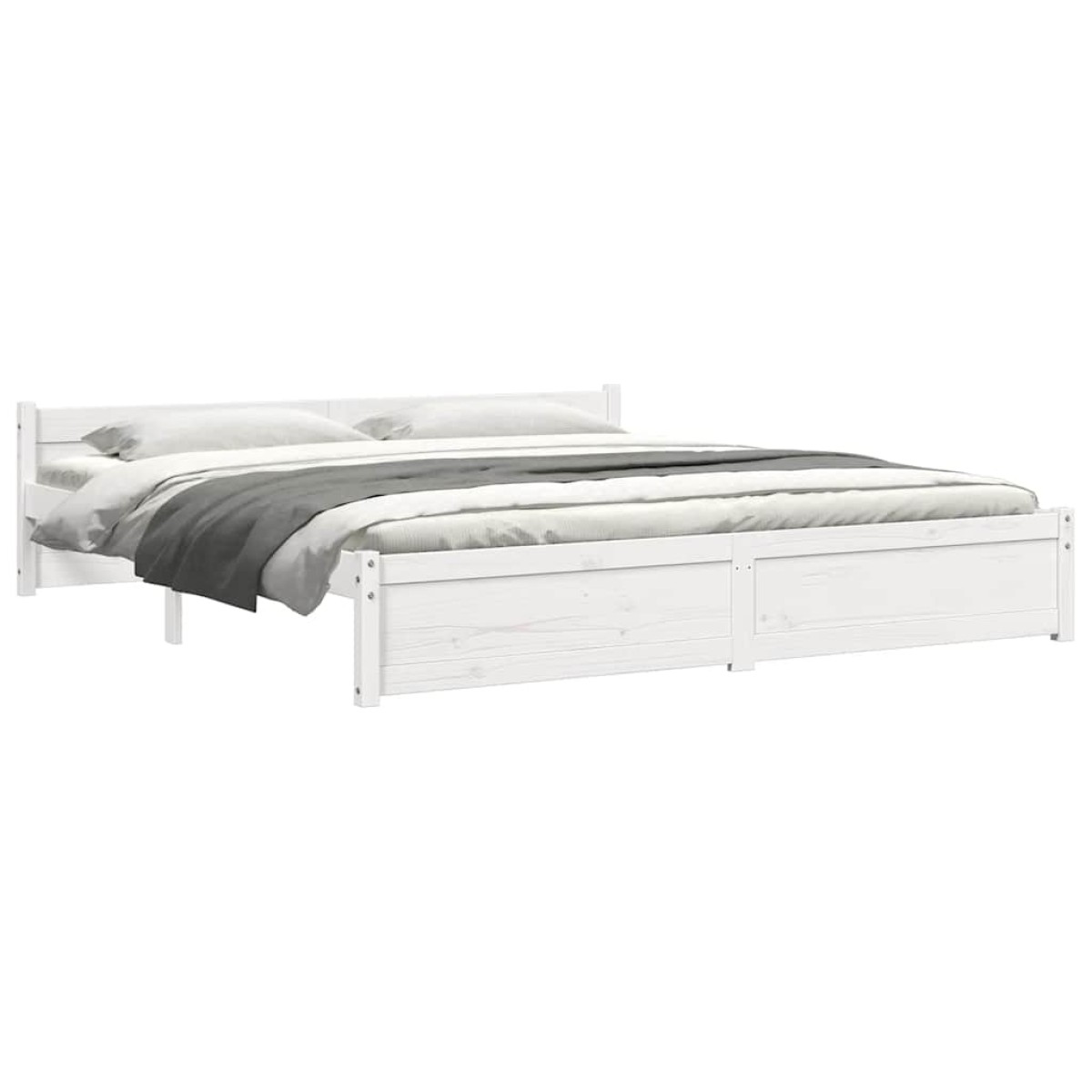 vidaXL Πλαίσιο Κρεβατιού Λευκό 180 x 200 εκ. Μασίφ Ξύλο Super King