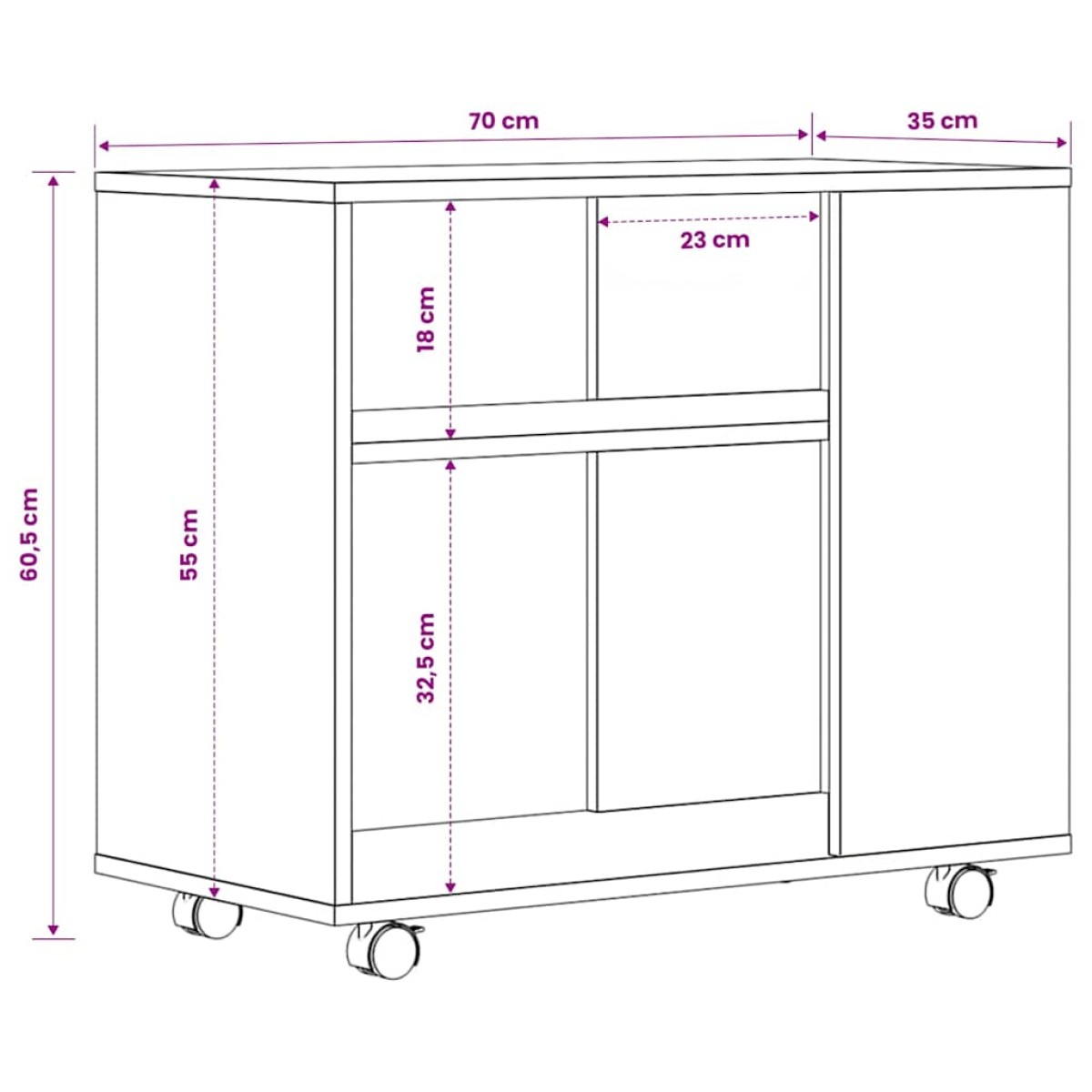 vidaXL Τραπέζι Βοηθητικό Καπνιστή Δρυς 70x35x55 εκ. Επεξεργασμένο Ξύλο