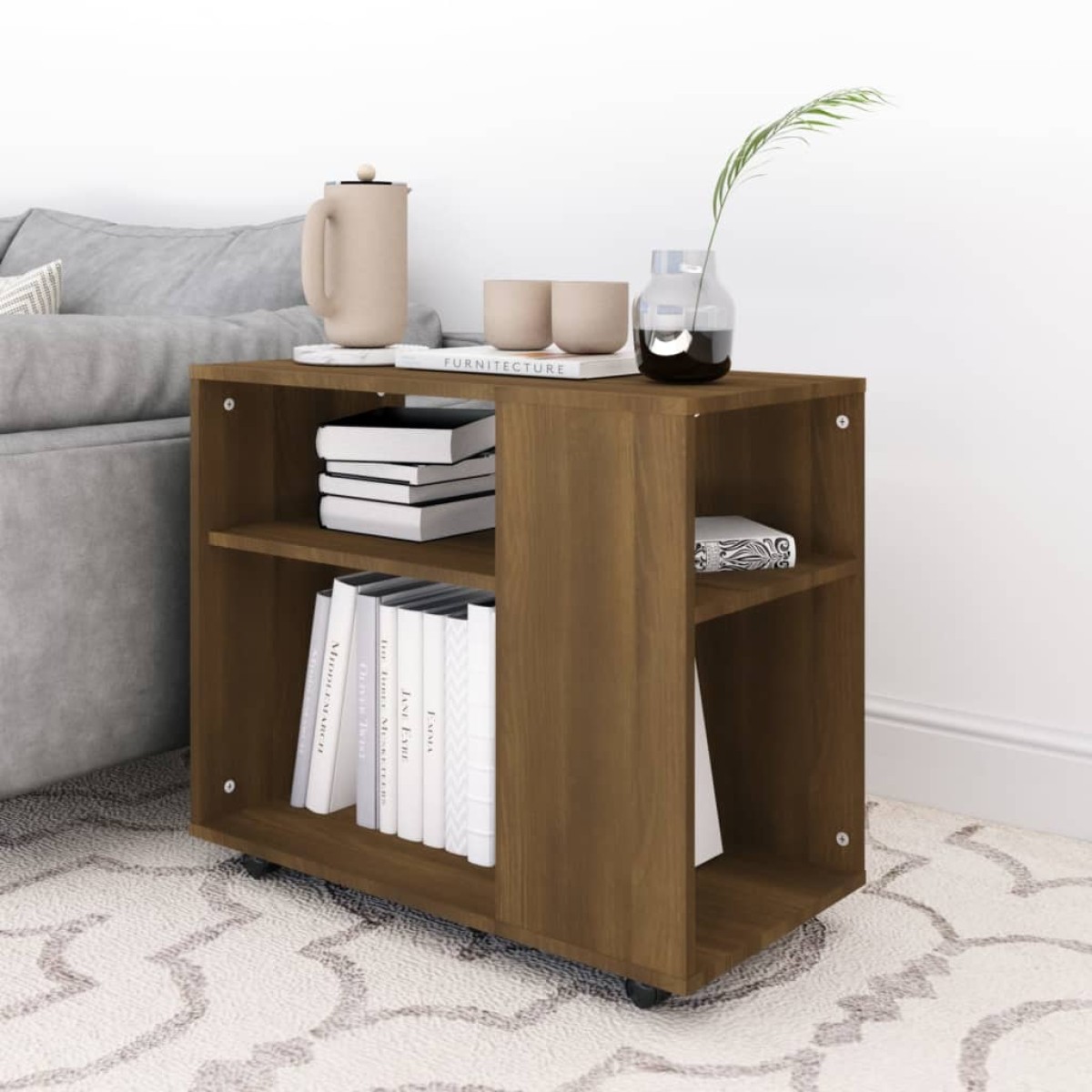 vidaXL Τραπέζι Βοηθητικό Καφέ Δρυς 70x35x55 εκ. Επεξεργασμένο Ξύλο