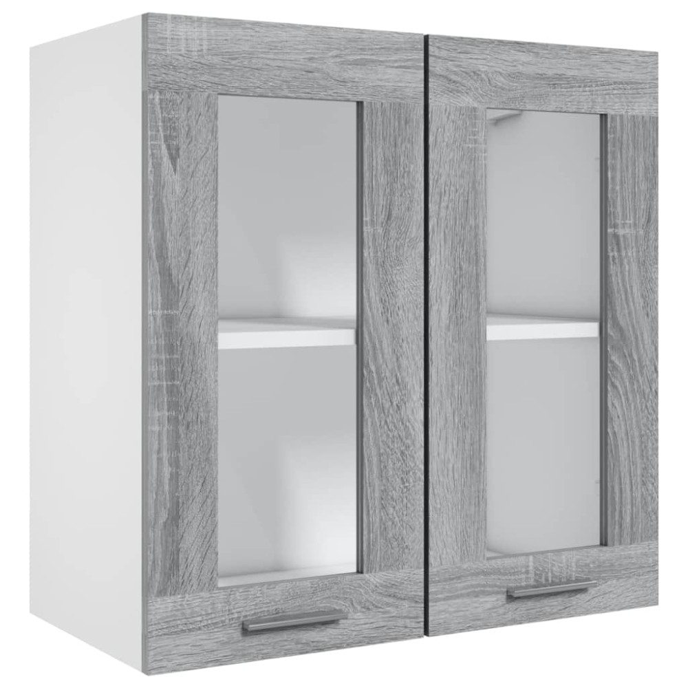 vidaXL Κρεμαστό Γυάλινο Ντουλάπι "Lyon" Γκρι Sonoma 60x31x60 εκ. από Τεχνητό Ξύλο