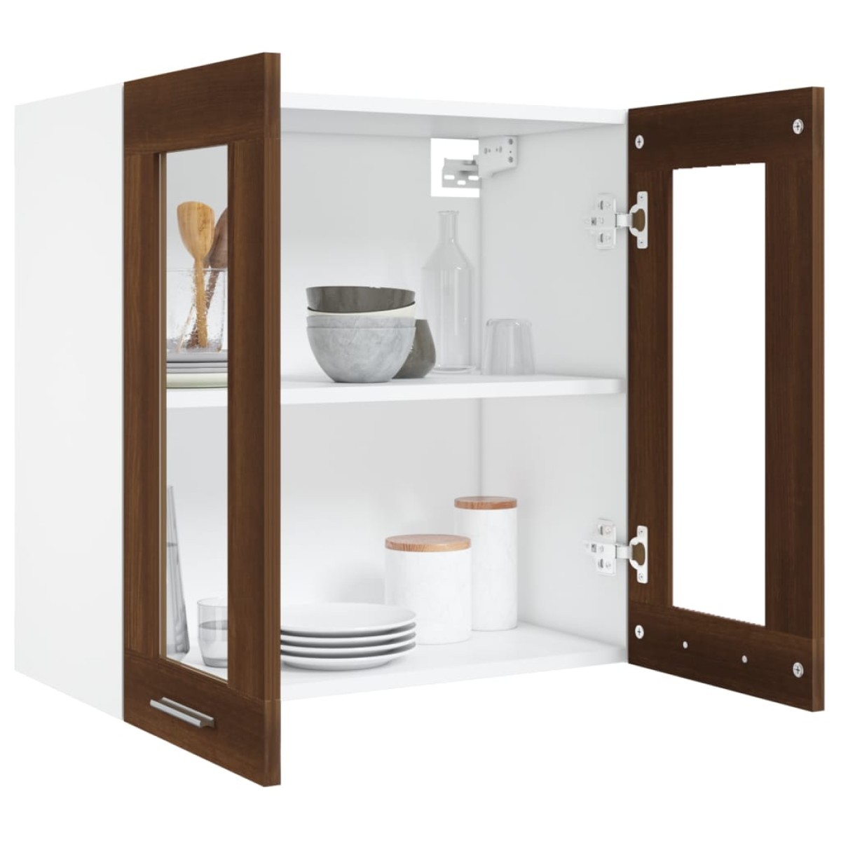 vidaXL Κρεμαστό Ντουλάπι Γυάλινο Καφέ Δρυς 60x31x60 εκ. Επεξεργ. Ξύλο