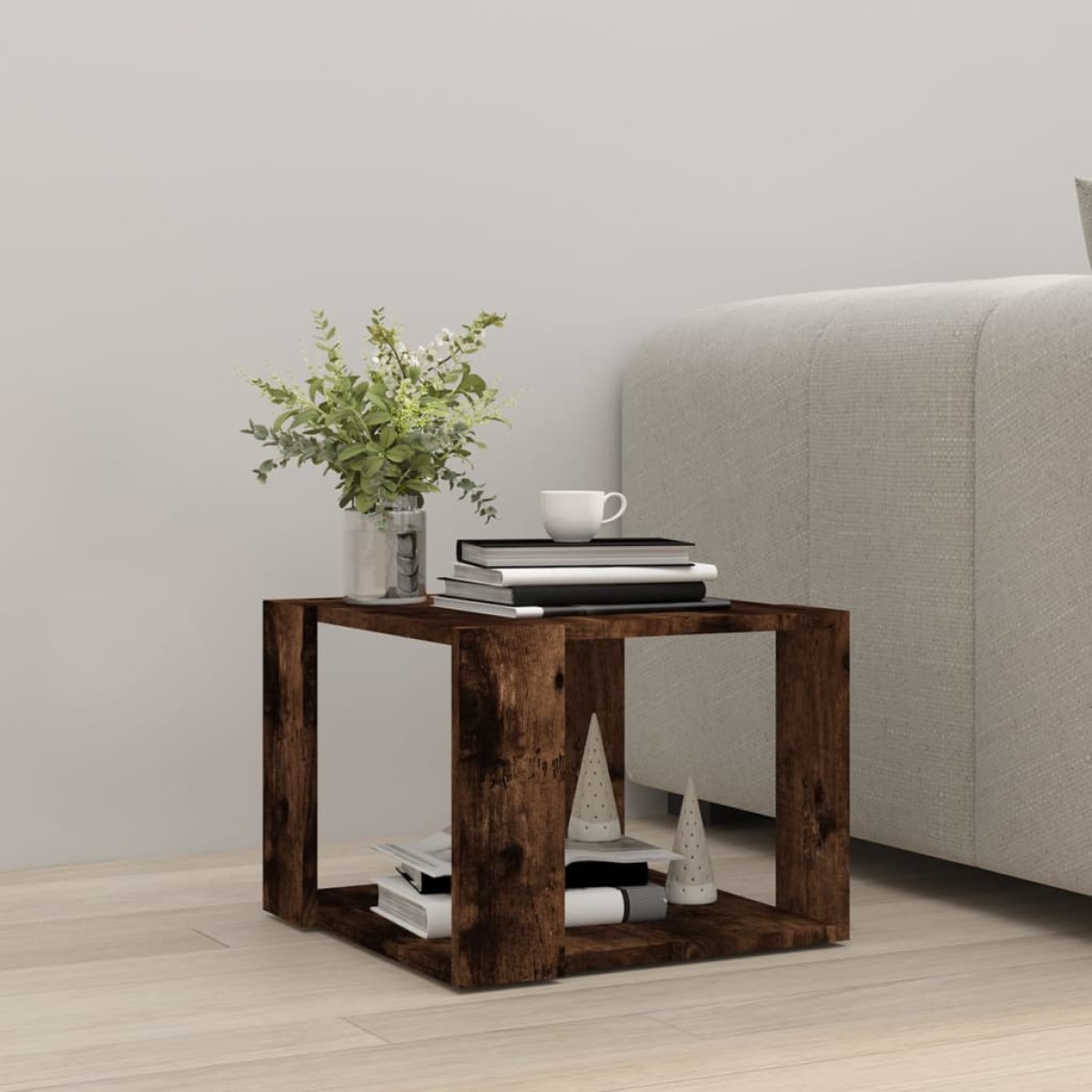 vidaXL Τραπεζάκι Σαλονιού Καπνιστή Δρυς 40x40x30 εκ Επεξεργασμένο Ξύλο