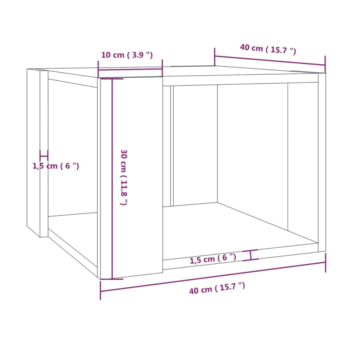 vidaXL Τραπεζάκι Σαλονιού Καπνιστή Δρυς 40x40x30 εκ Επεξεργασμένο Ξύλο