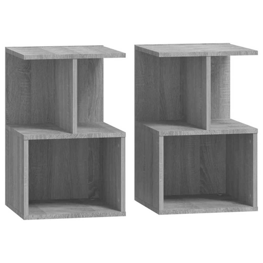 vidaXL Κομοδίνα 2 Τεμ. Γκρι Sonoma 35x35x55 εκ. από Επεξεργασμένο Ξύλο