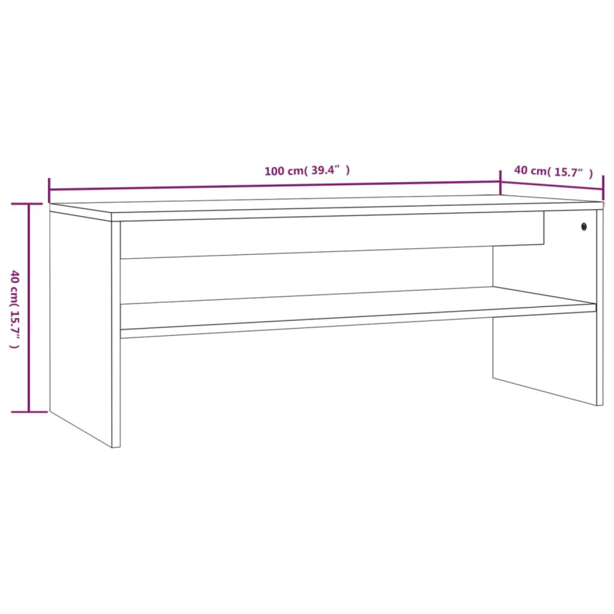 vidaXL Τραπεζάκι Σαλονιού Γκρι Sonoma 100x40x40 εκ. Επεξεργασμένο Ξύλο