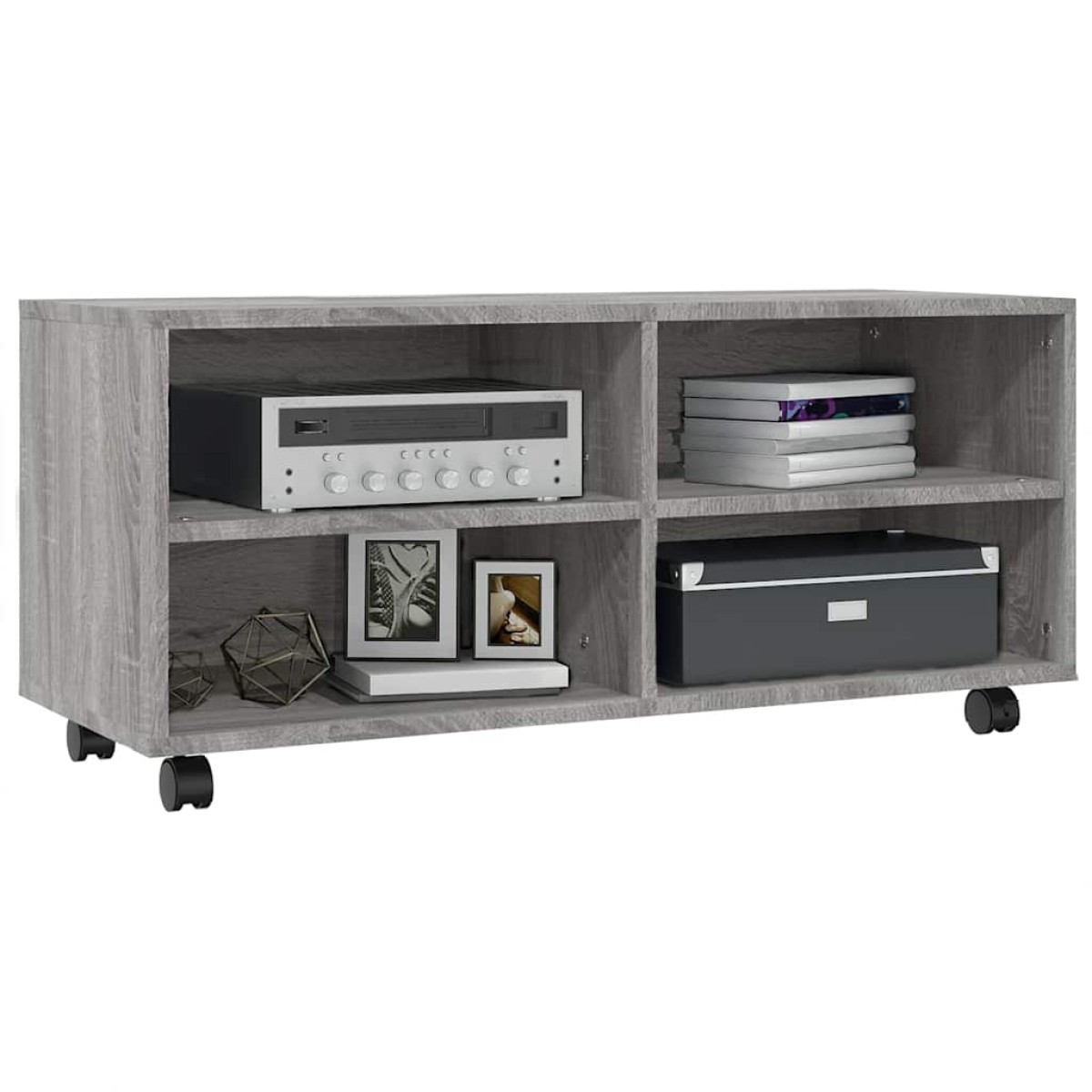 vidaXL Έπιπλο Τηλεόρασης με Ροδάκια Γκρι Sonoma 90x35x35 εκ Επεξ. Ξύλο