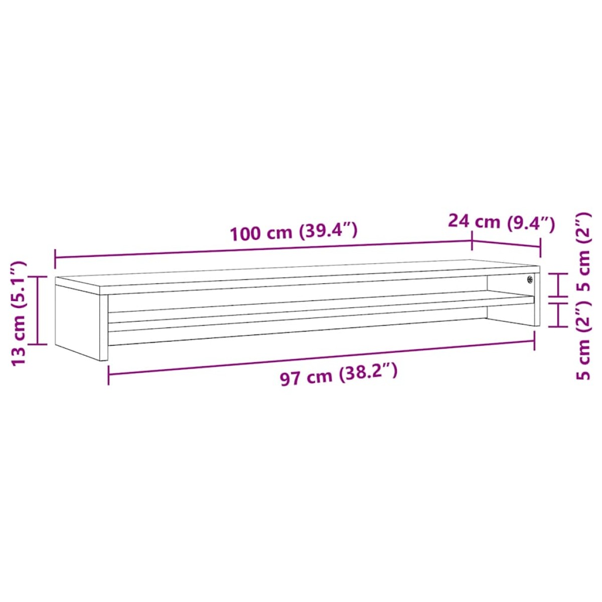 vidaXL Βάση Οθόνης Γκρι Sonoma 100x24x13 εκ. από Επεξεργασμένο Ξύλο
