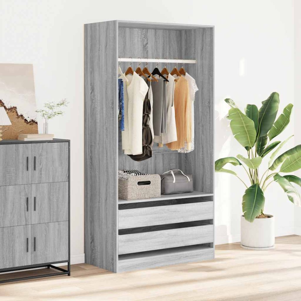 vidaXL Ντουλάπα Γκρι Sonoma 100x50x200 εκ. από Επεξεργασμένο Ξύλο