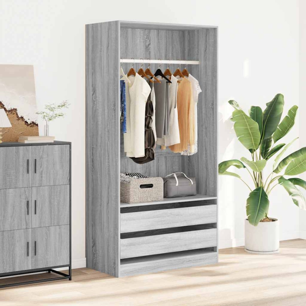 vidaXL Ντουλάπα Γκρι Sonoma 100x50x200 εκ. από Επεξεργασμένο Ξύλο