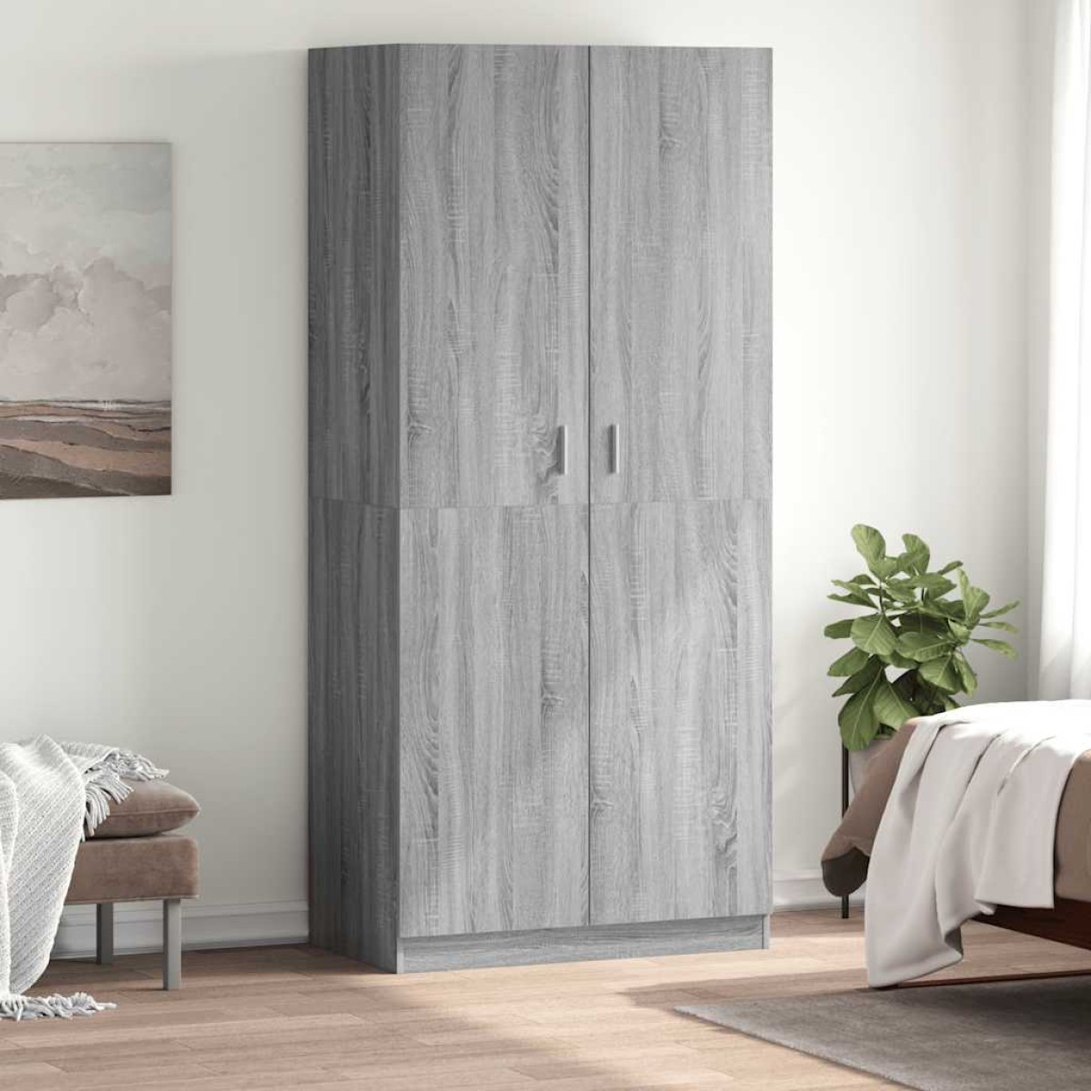vidaXL Ντουλάπα Γκρι Sonoma 90 x 52 x 200 εκ. από Επεξεργασμένο Ξύλο