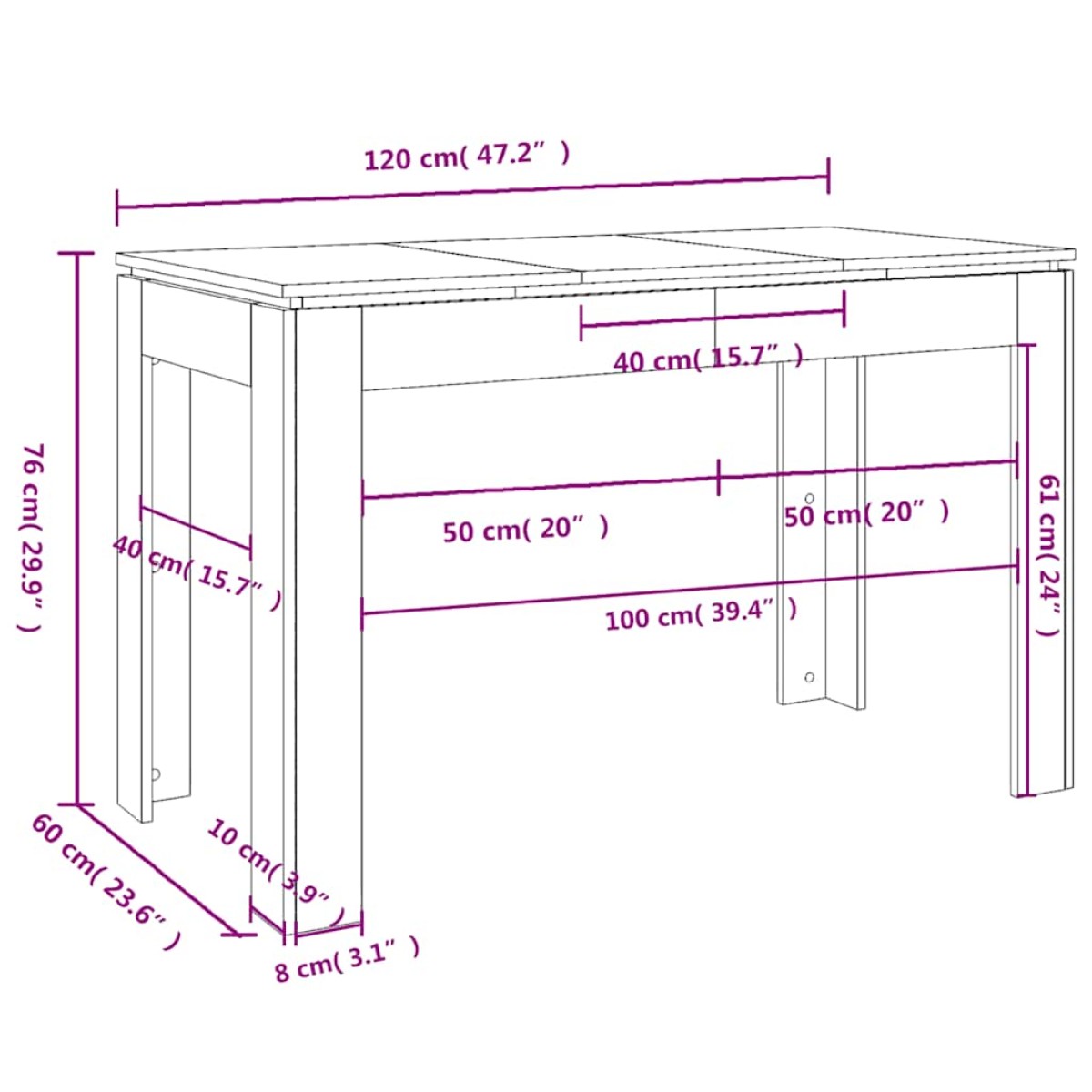 vidaXL Τραπέζι Τραπεζαρίας Καπνιστή Δρυς 120x60x76 εκ. Επεξ. Ξύλο