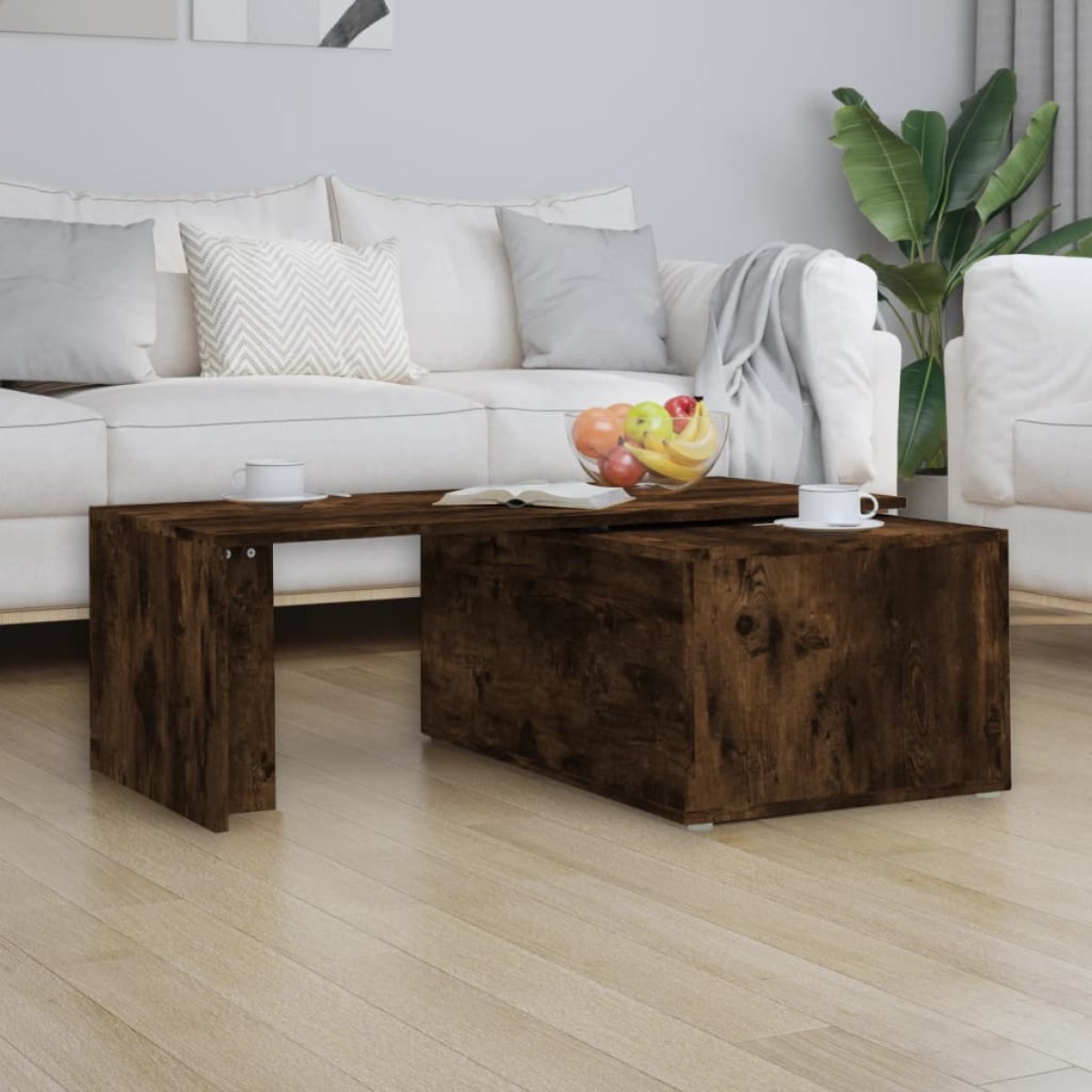 vidaXL Τραπεζάκι Σαλονιού Καπνιστή Δρυς 150x50x35 εκ. Επεξεργ. Ξύλο