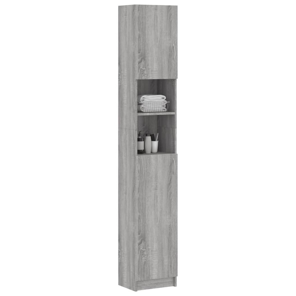 vidaXL Ντουλάπι Μπάνιου Γκρι Sonoma 32x25,5x190 εκ. Επεξεργασμένο Ξύλο