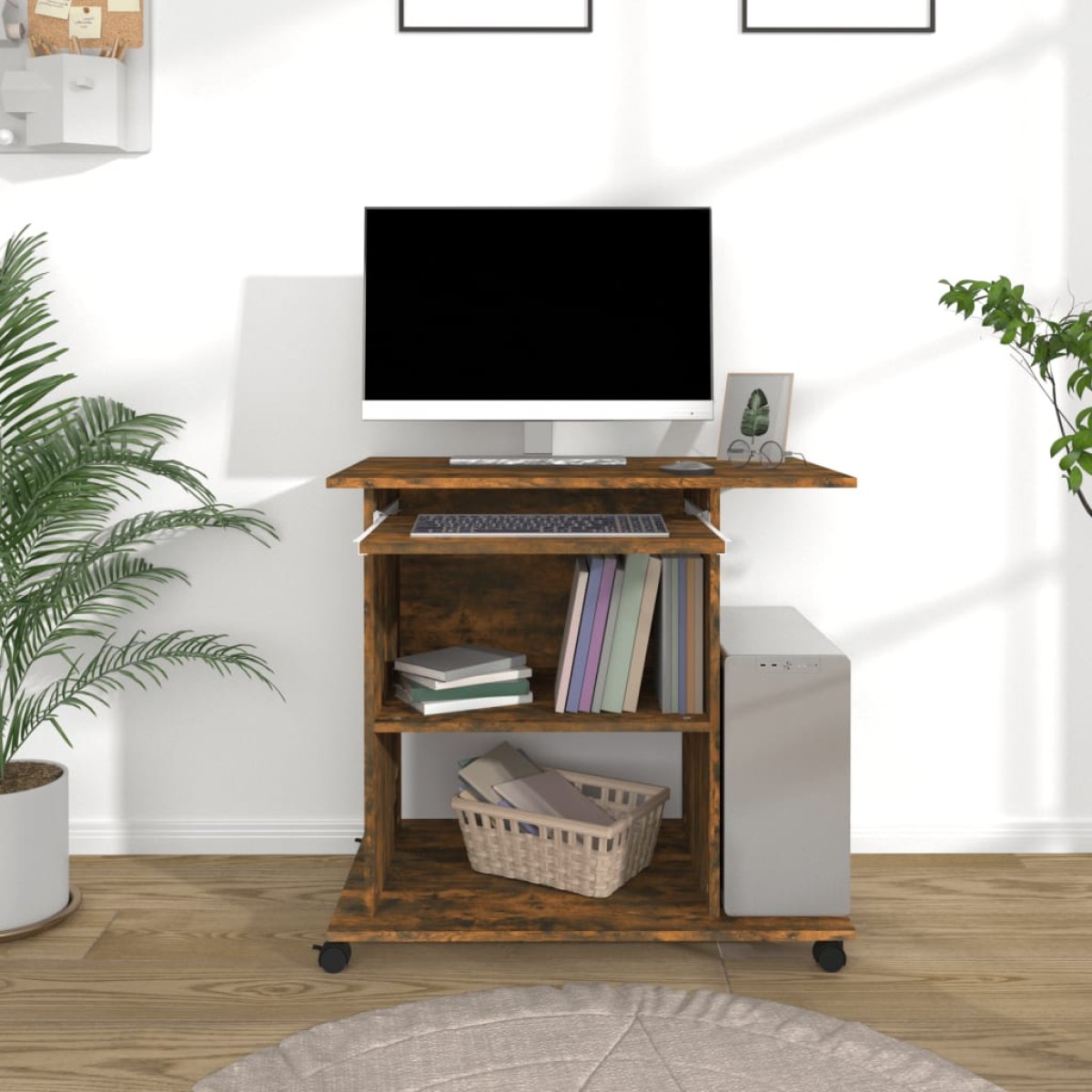 vidaXL Γραφείο Υπολογιστή Καπνιστή Δρυς 80x50x75 εκ. από Επεξεργ. Ξύλο