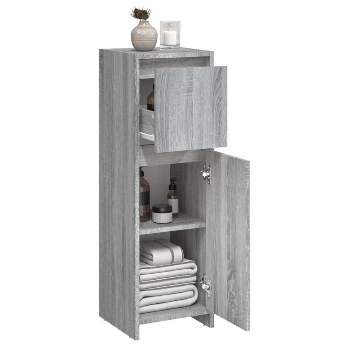 vidaXL Ντουλάπι Μπάνιου Γκρι Sonoma 30x30x95 εκ. Επεξεργασμένο Ξύλο