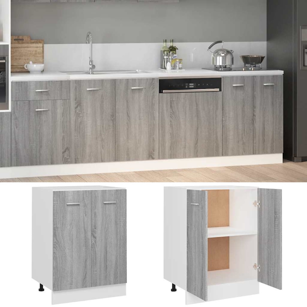 vidaXL Ντουλάπι Γκρι Sonoma 60 x 46 x 81,5 εκ. από Επεξεργασμένο Ξύλο