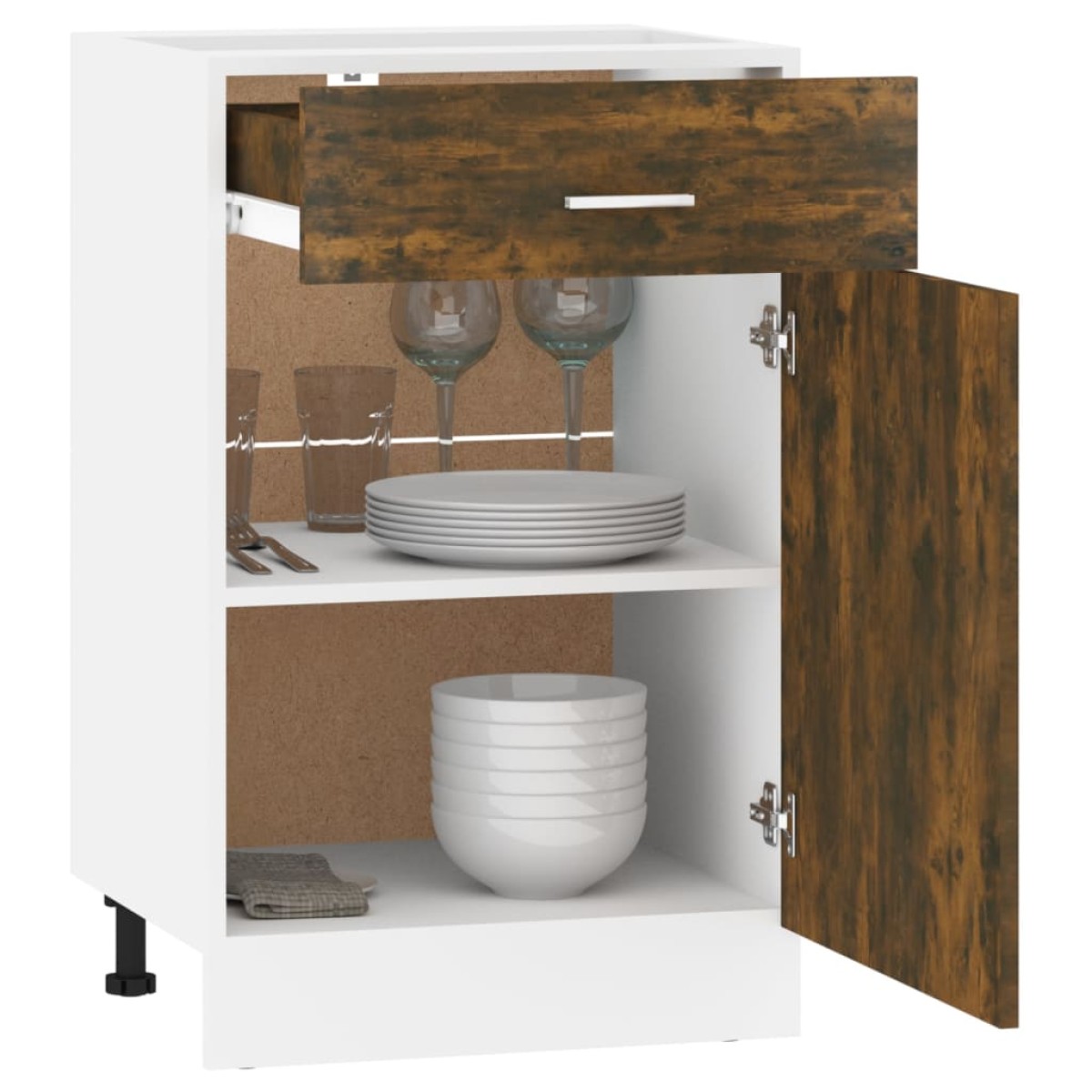 vidaXL Έπιπλο Με Συρτάρι Καπνιστή Δρυς 50x46x81,5 εκ. Επεξεργ. Ξύλο