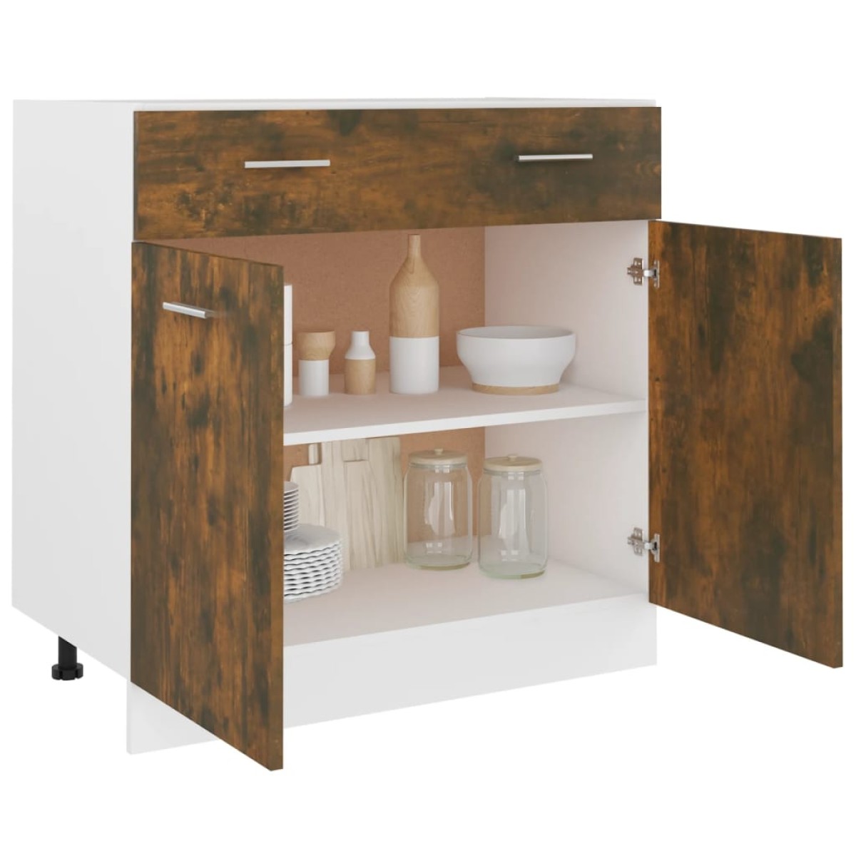 vidaXL Έπιπλο Με Συρτάρι Καπνιστή Δρυς 80x46x81,5 εκ. Επεξεργ. Ξύλο