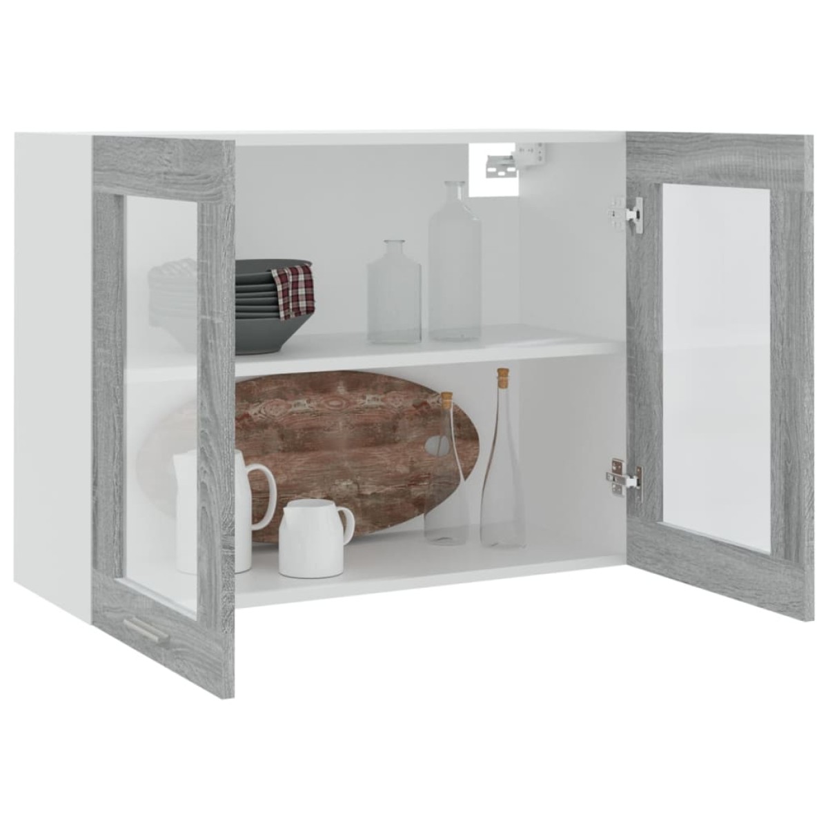 vidaXL Κρεμαστό Ντουλάπι Γυάλινο Γκρι Sonoma 80x31x60 εκ. Επεξ. Ξύλο