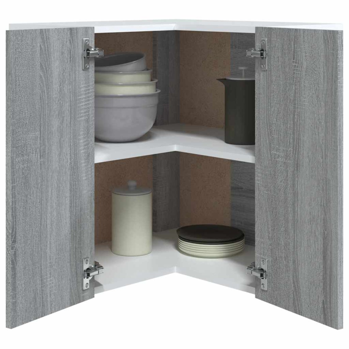 vidaXL Ντουλάπι Κρεμαστό Γωνιακό Γκρι Sonoma 57x57x60 εκ. Επεξ. Ξύλο