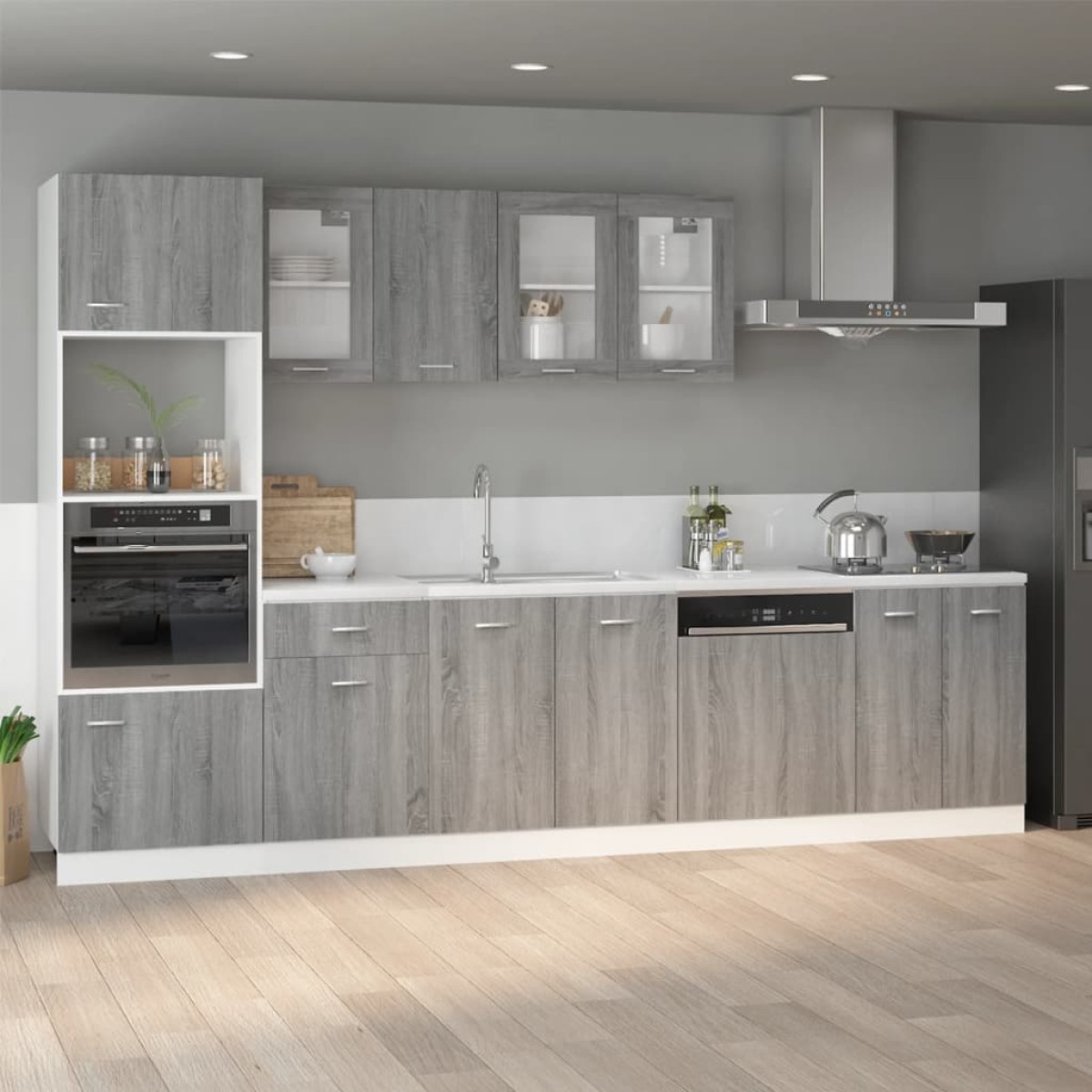 vidaXL Ντουλάπι Φ. Μικροκιμάτων Γκρι Sonoma 60x57x207εκ. Επεξ. Ξύλο