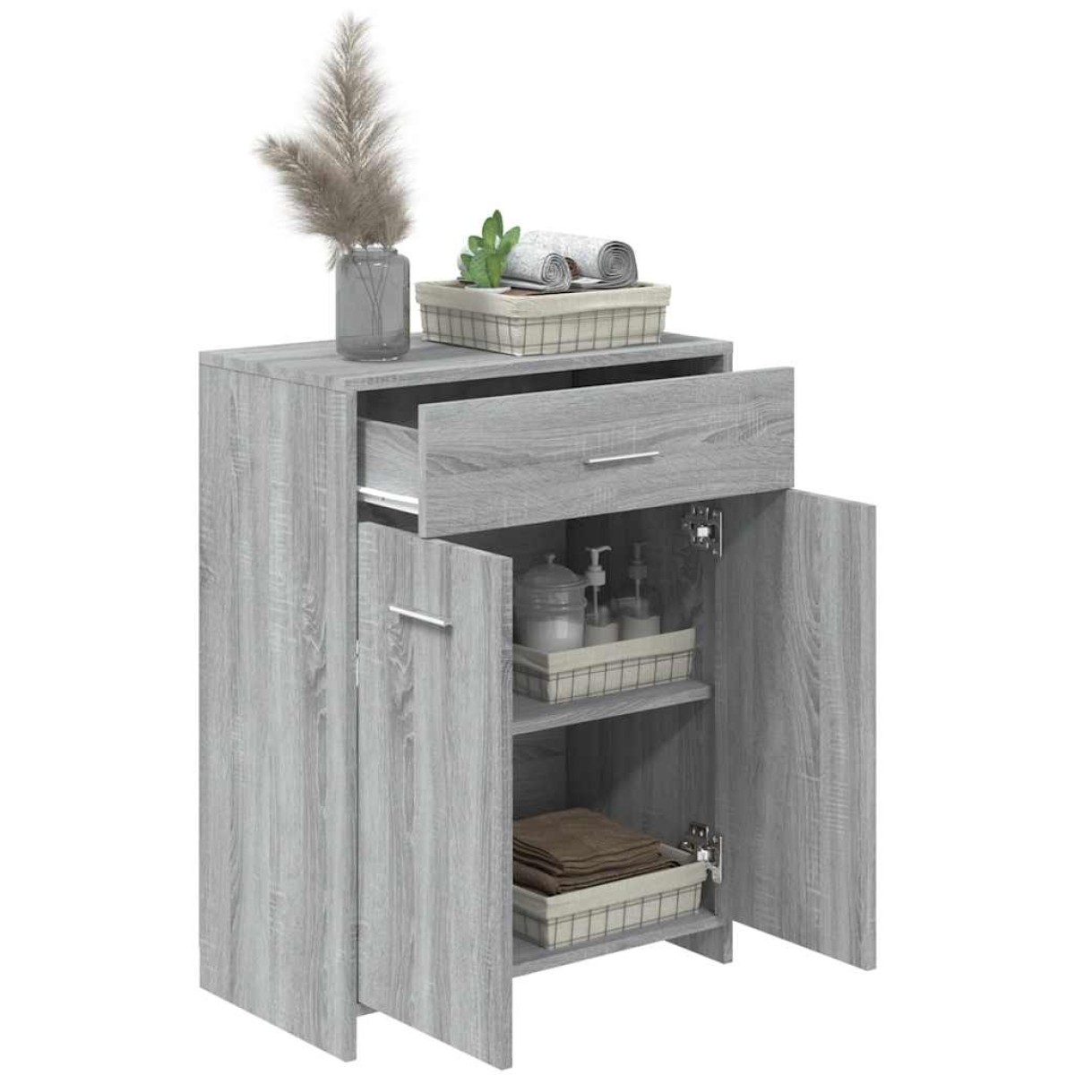 vidaXL Ντουλάπι Μπάνιου Γκρι Sonoma 60x33x80 εκ. Επεξεργασμένο Ξύλο