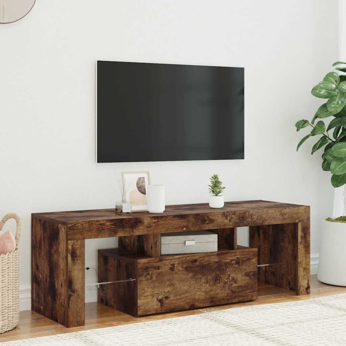 vidaXL Έπιπλο Τηλεόρασης με LED Καπνιστή Δρυς 120x35x40 εκ.