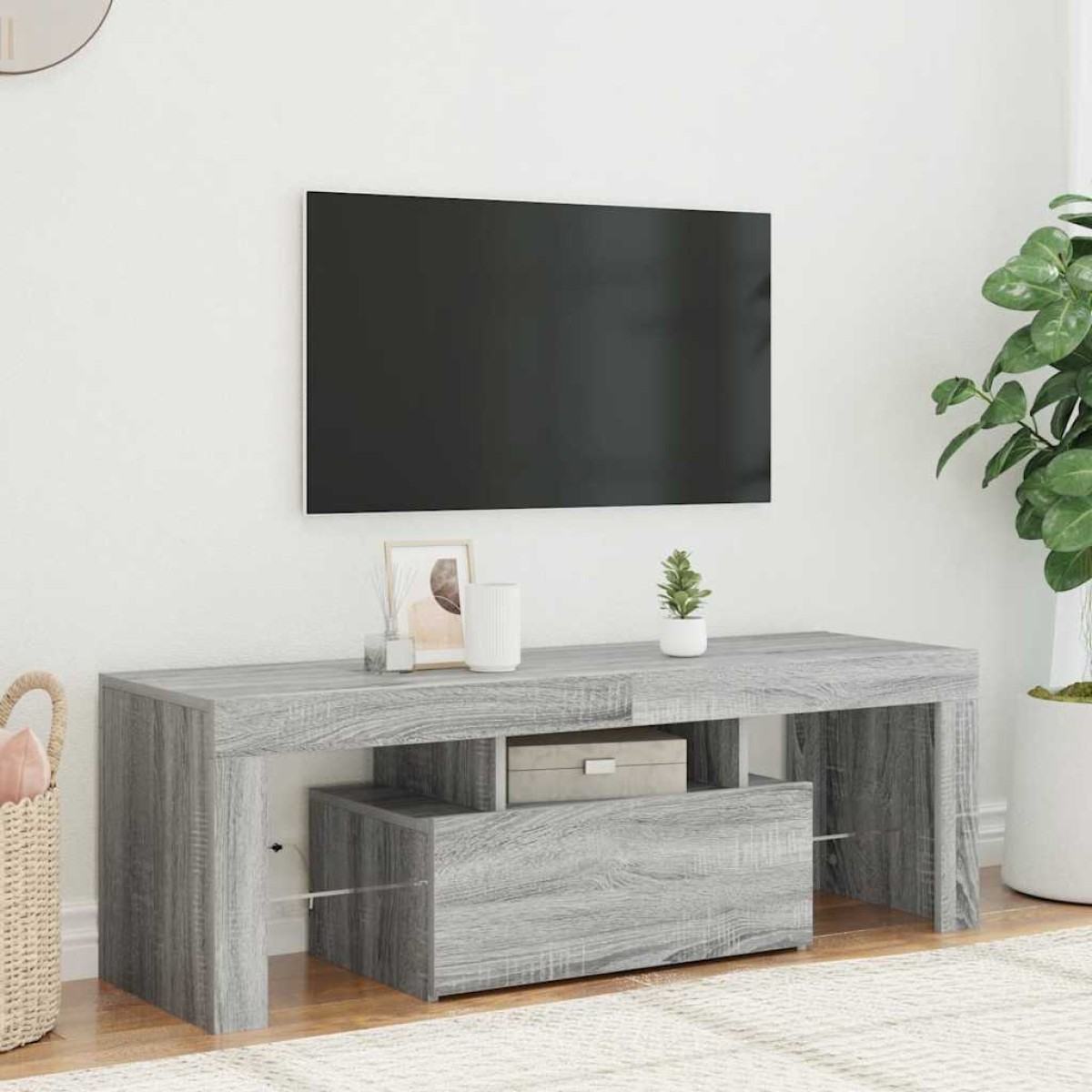 vidaXL Έπιπλο Τηλεόρασης με LED Γκρι Sonoma 120x35x40 εκ.