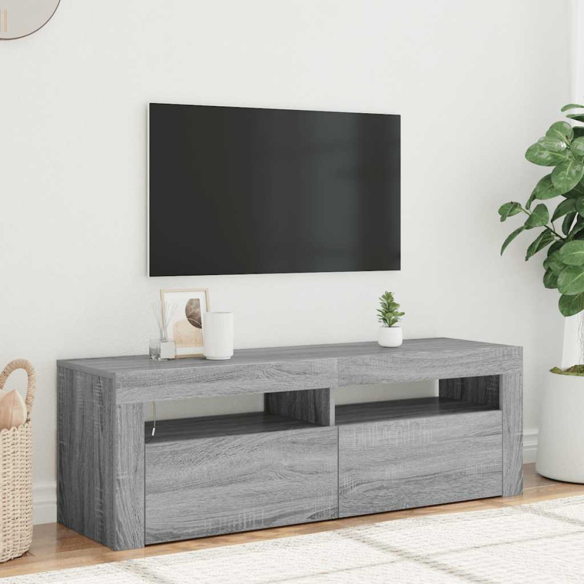 vidaXL Έπιπλο Τηλεόρασης με LED Γκρι Sonoma 120x35x40 εκ.