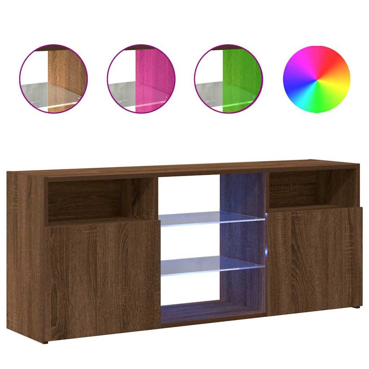 vidaXL Έπιπλο Τηλεόρασης με LED Καφέ Δρυς 120 x 30 x 50 εκ.