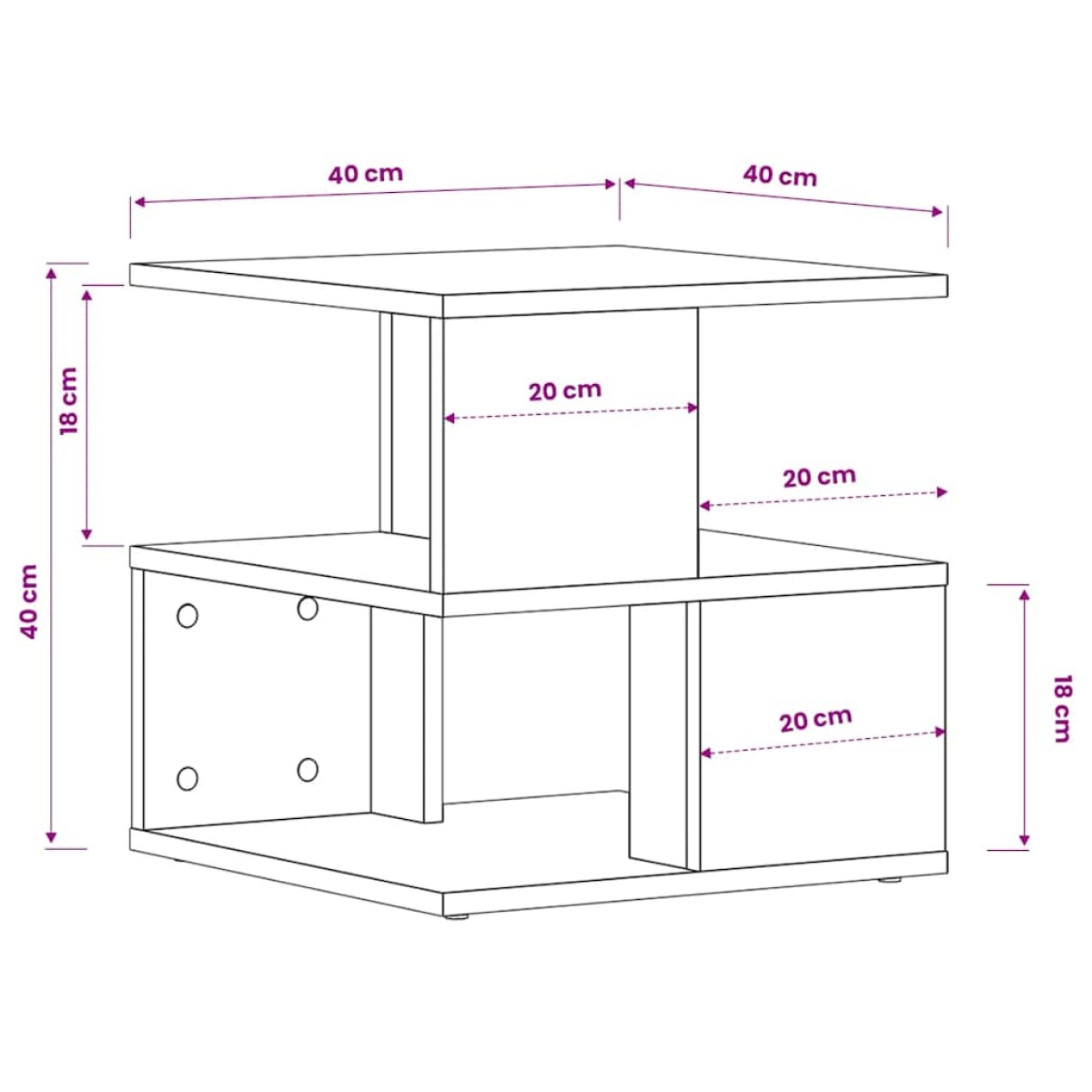 vidaXL Βοηθητικό Τραπέζι Καφέ Δρυς 40x40x40 εκ. Επεξεργασμένο Ξύλο