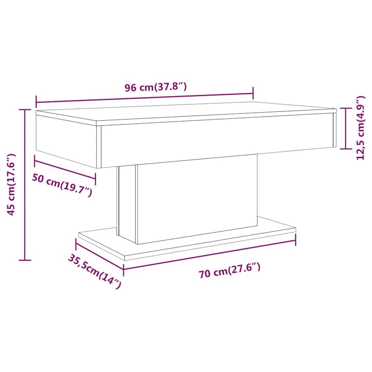vidaXL Τραπεζάκι Σαλονιού Καπνιστή Δρυς 96x50x45 εκ. από Επεξεργ. Ξύλο