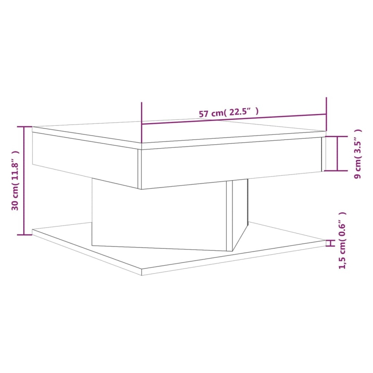 vidaXL Τραπεζάκι Σαλονιού Καπνιστή Δρυς 57x57x30 εκ Επεξεργασμένο Ξύλο