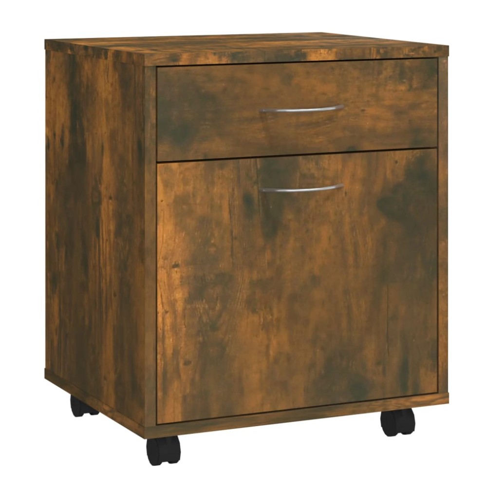 vidaXL Ντουλάπι Με Ροδάκια Καπνιστή Δρυς 45x38x54 εκ. Επεξεργ. Ξύλο