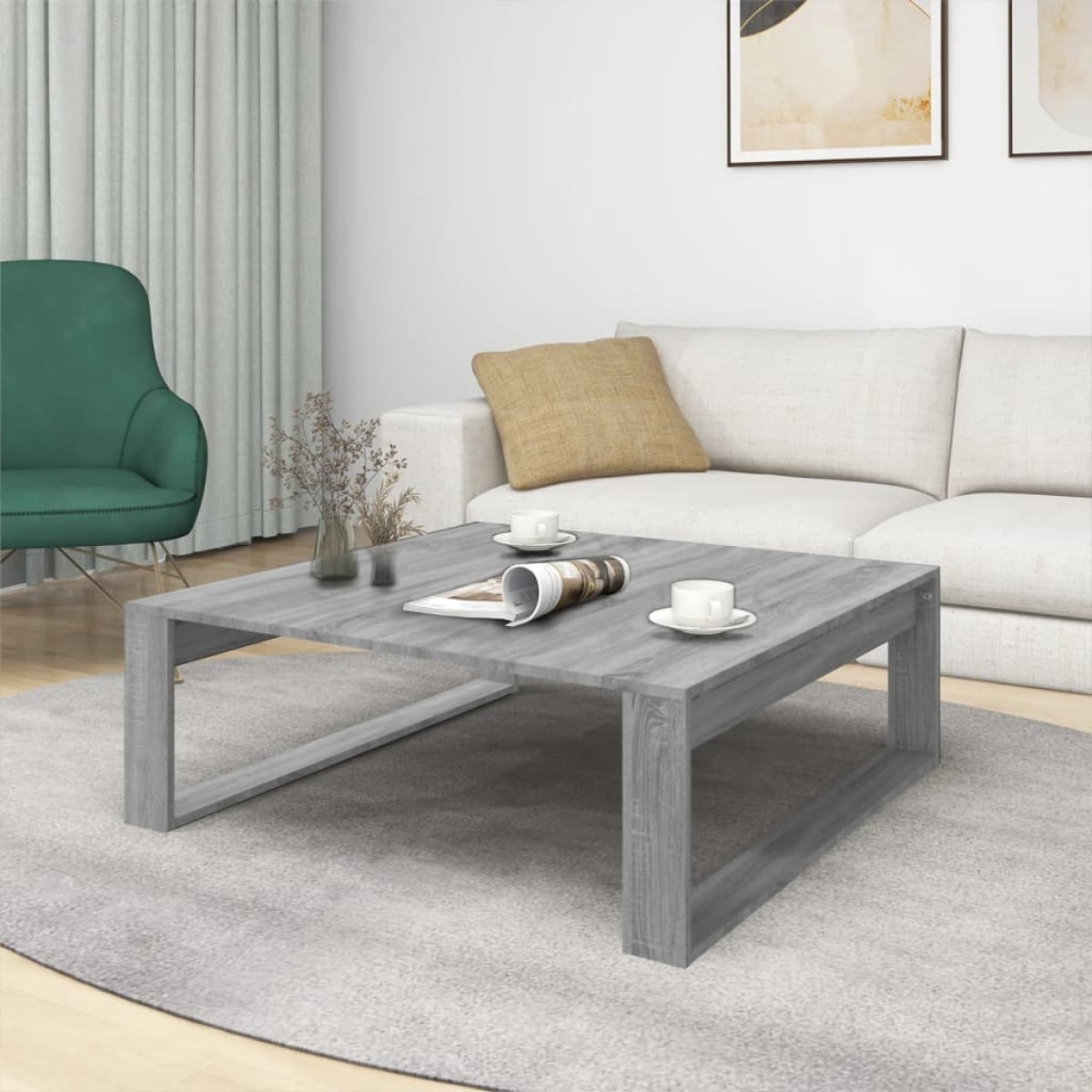 vidaXL Τραπεζάκι Σαλονιού Γκρι Sonoma 100x100x35εκ. Επεξεργασμένο Ξύλο