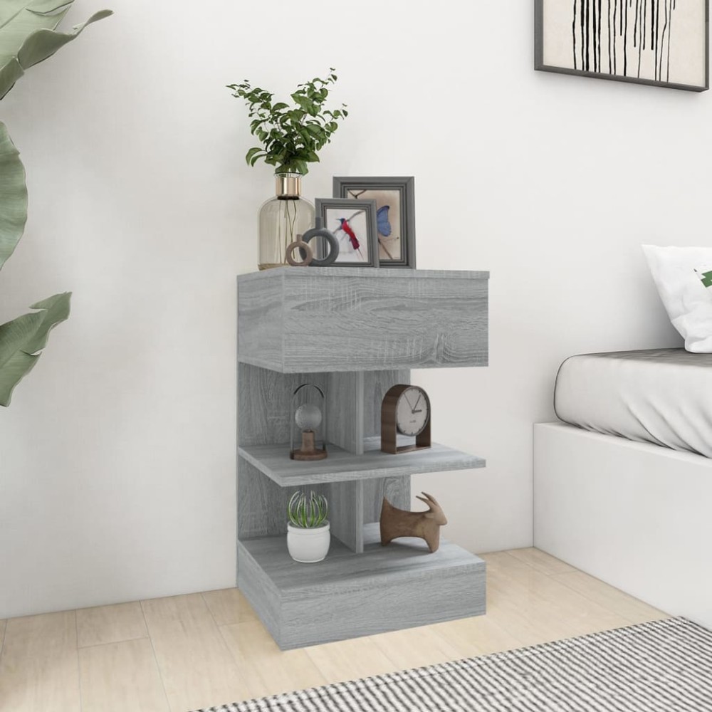 vidaXL Κομοδίνο Γκρι Sonoma 40 x 35 x 65 εκ. από Επεξεργασμένο Ξύλο