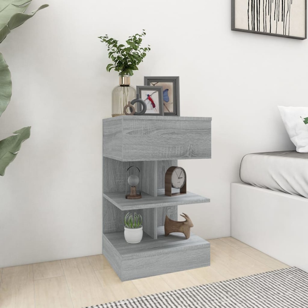 vidaXL Κομοδίνο Γκρι Sonoma 40 x 35 x 65 εκ. από Επεξεργασμένο Ξύλο