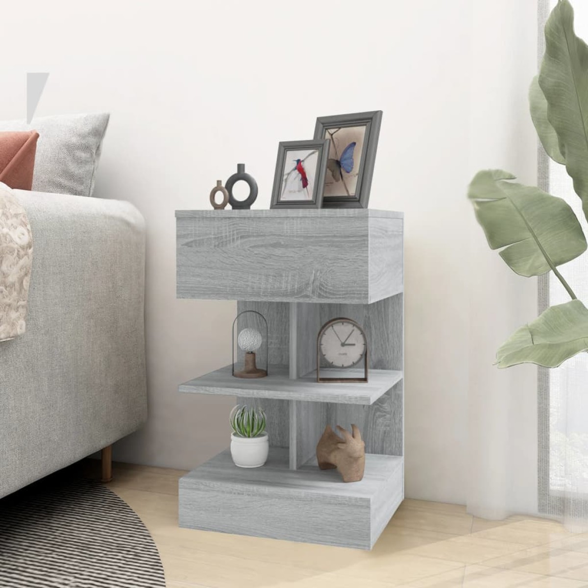 vidaXL Κομοδίνο Γκρι Sonoma 40 x 35 x 65 εκ. από Επεξεργασμένο Ξύλο