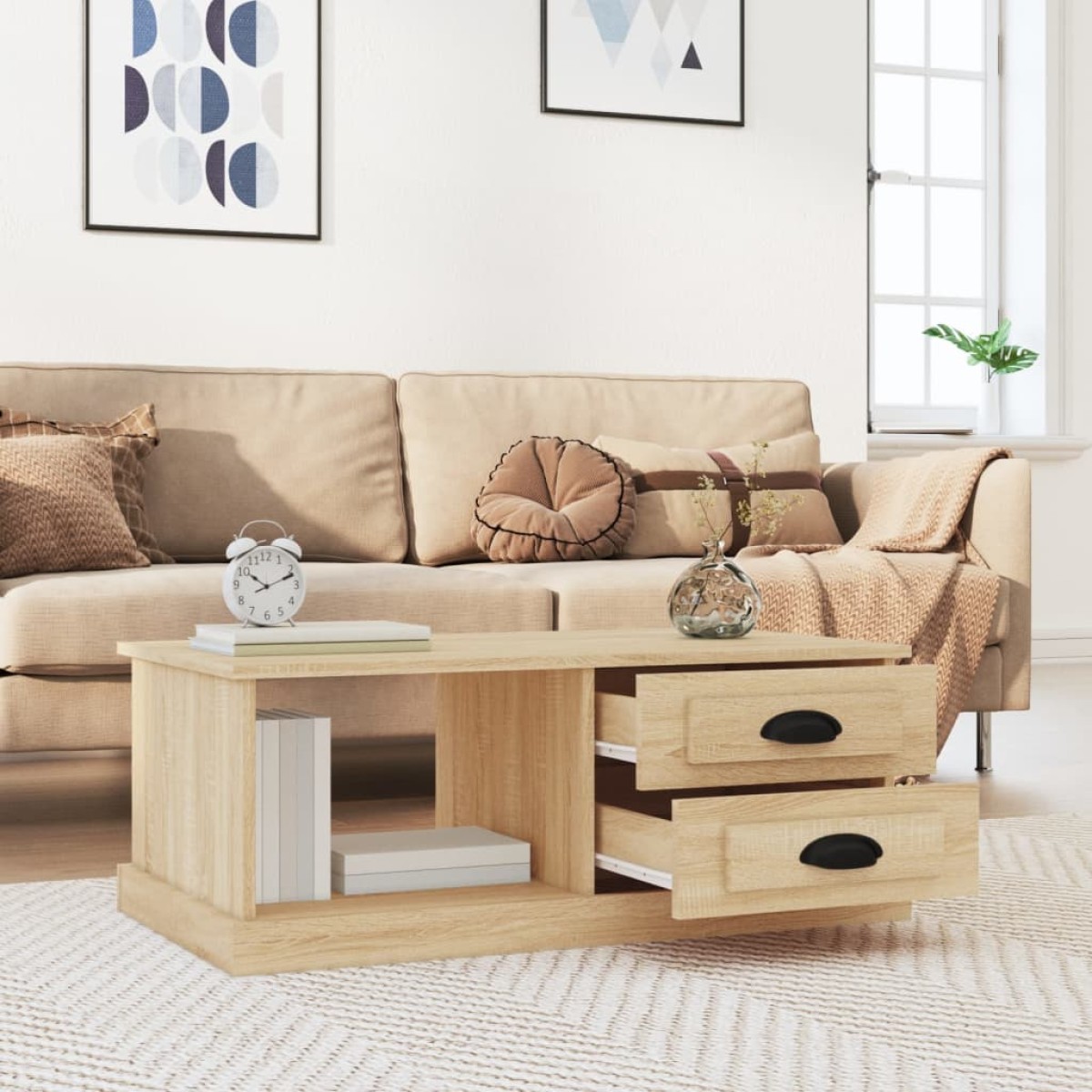 vidaXL Τραπεζάκι Σαλονιού Sonoma Δρυς 90x50x35 εκ. Επεξεργασμένο Ξύλο