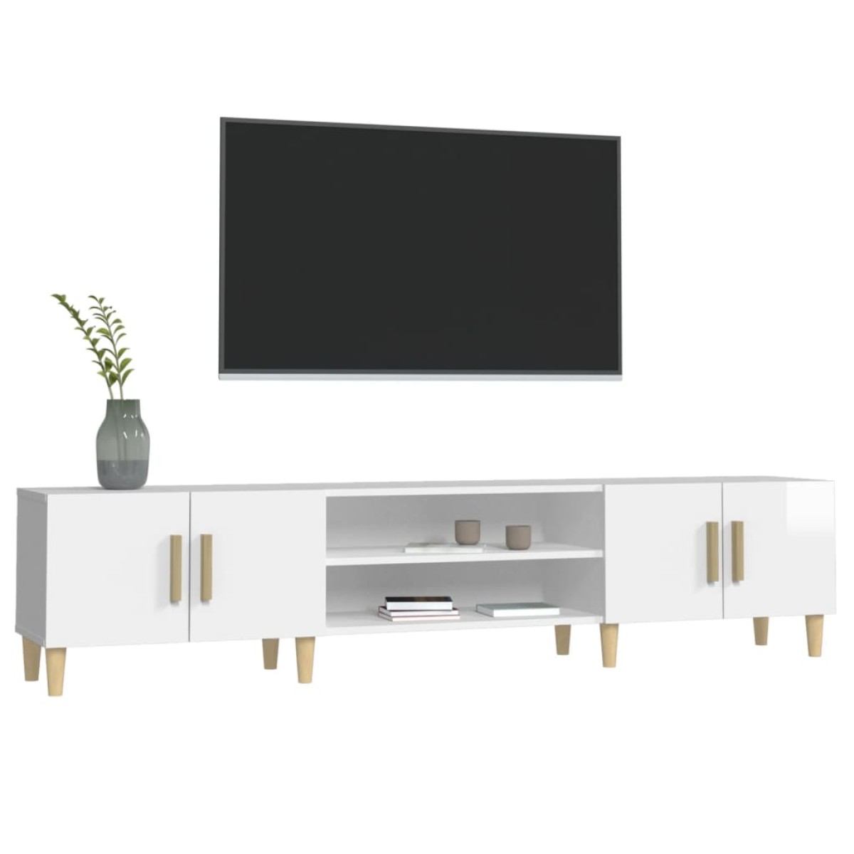 vidaXL Έπιπλο Τηλεόρασης Γυαλ. Λευκό 180x31,5x40 εκ Επεξεργασμένο Ξύλο