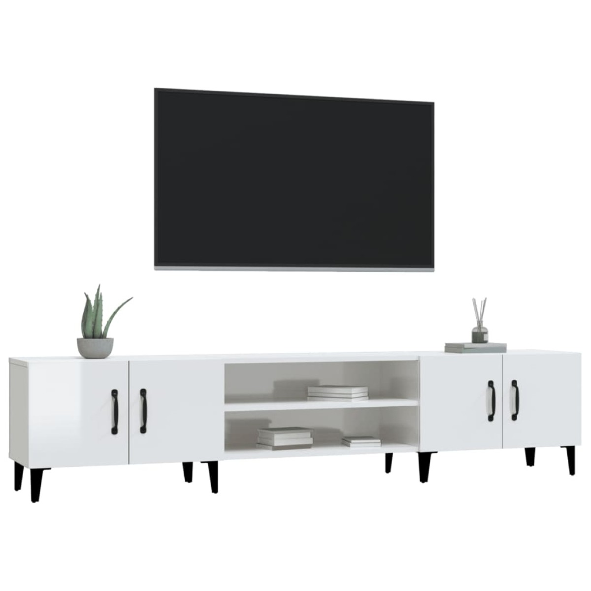 vidaXL Έπιπλο Τηλεόρασης Γυαλ. Λευκό 180x31,5x40 εκ Επεξεργασμένο Ξύλο
