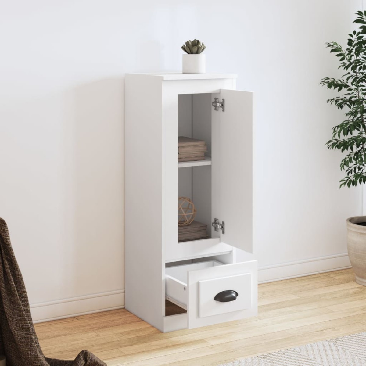 vidaXL Ντουλάπι Λευκό 36 x 35,5 x 103,5 εκ. από Επεξεργασμένο Ξύλο