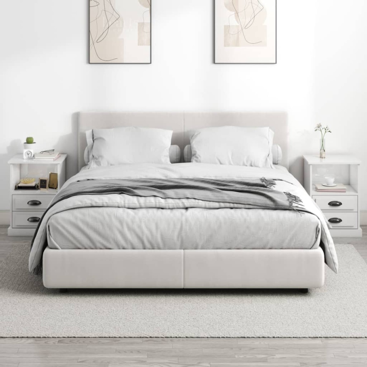 vidaXL Κομοδίνα 2 τεμ. Γυαλιστερό Λευκό 43x36x60 εκ.